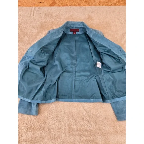 Margaret Godfrey Blue Suede‎ Button Up Blazer Women's Size 8 Classic Tailored - Picture 5 of 16